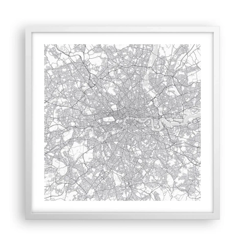 Póster en marco blanco - Un mapa del laberinto de Londres - 50x50 cm