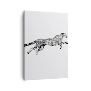 Cuadro sobre lienzo - Impresión de Imagen - Gráfico minimalista de un guepardo en movimiento. - 50x70cm - El más veloz del mundo - Decoración de pared moderna para salón y dormitorio ARTTOR