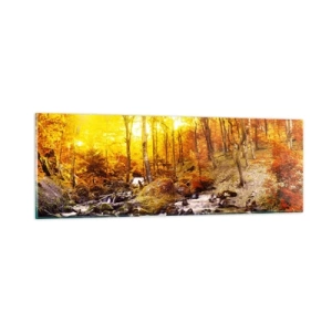 Cuadro sobre vidrio - Impresiones sobre Vidrio - Piedras bañadas en oro y platino - 90x30 cm