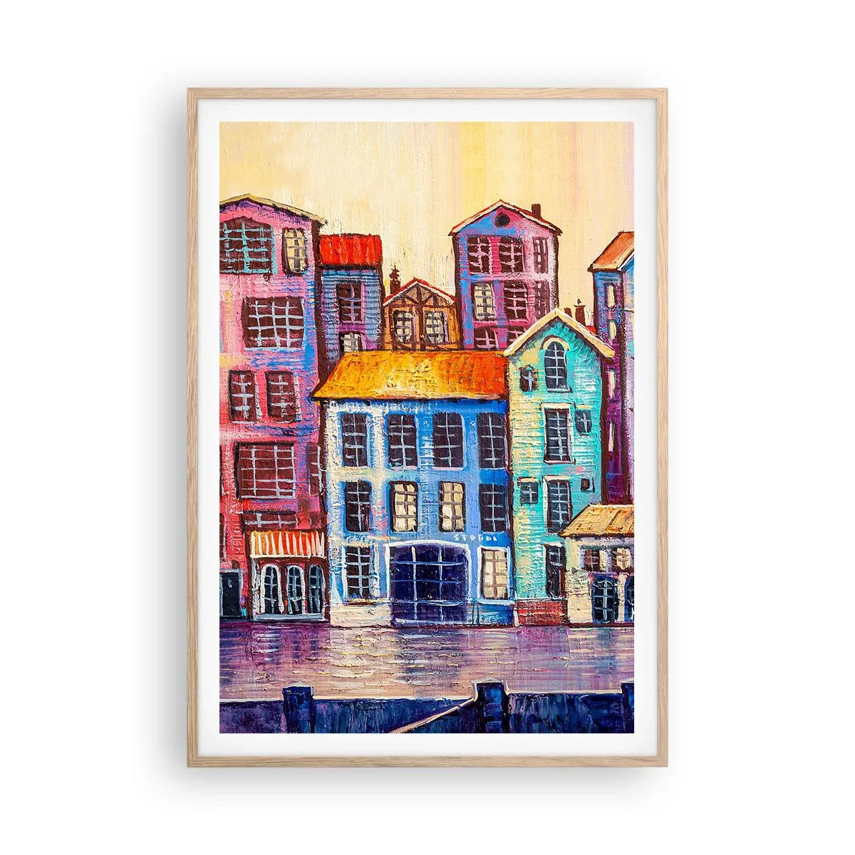 Póster en marco roble claro - Una ciudad como un cuento de hadas - 70x100 cm