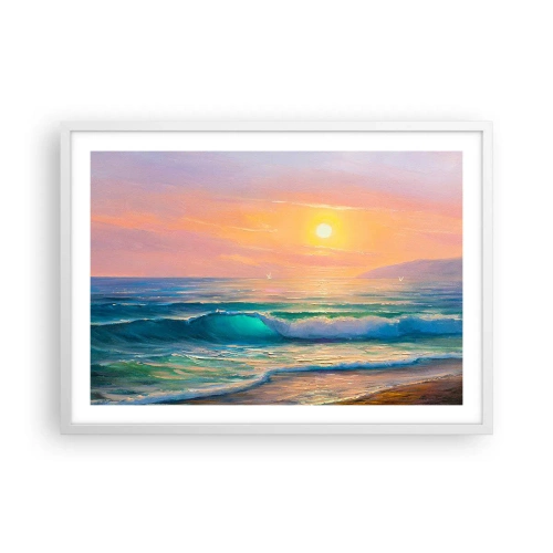 Póster en marco blanco - El canto turquesa de las olas - 70x50 cm