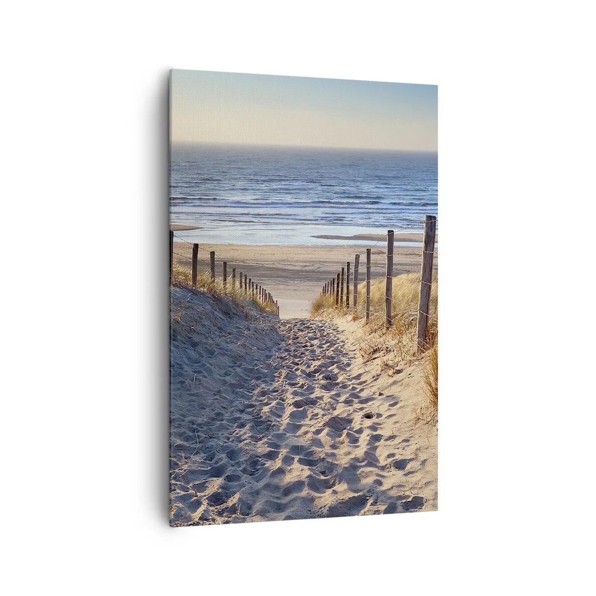Cuadro sobre lienzo - Impresión de Imagen - Camino a través de las dunas que conduce a la playa. - 80x120cm - El sonido del mar, el canto de los pájaros, una playa virgen entre las dunas... - Decoración de pared moderna para salón y dormitorio ARTTOR