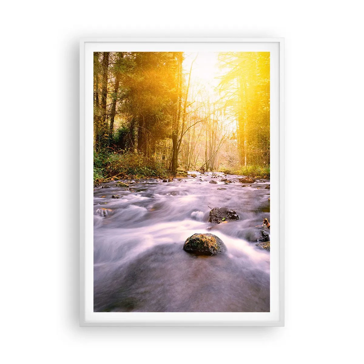 Póster en marco blanco - Malaquita en un marco de plata y oro - 70x100 cm