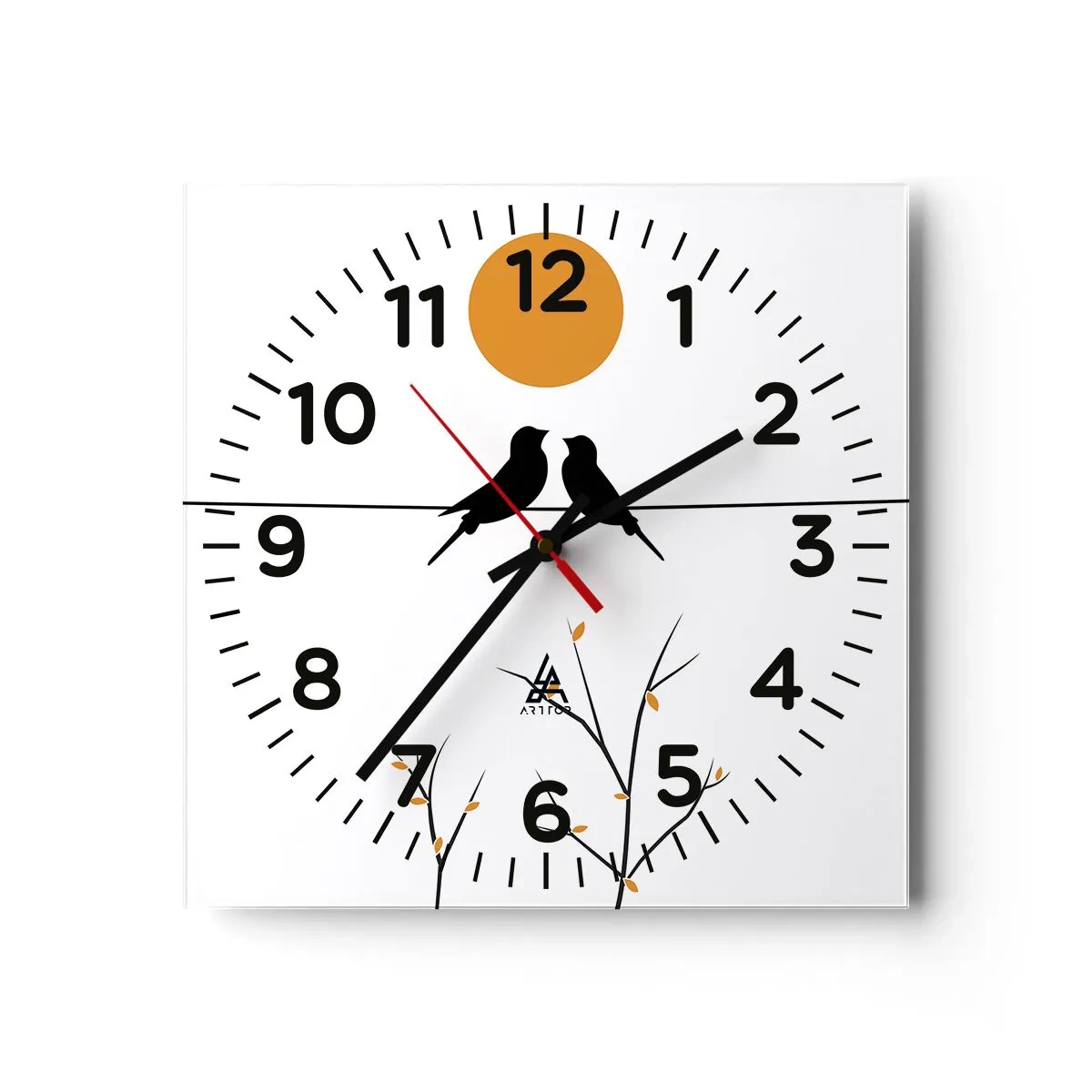 Reloj de pared - Reloj de vidrio - Noche de ruiseñores - 30x30 cm