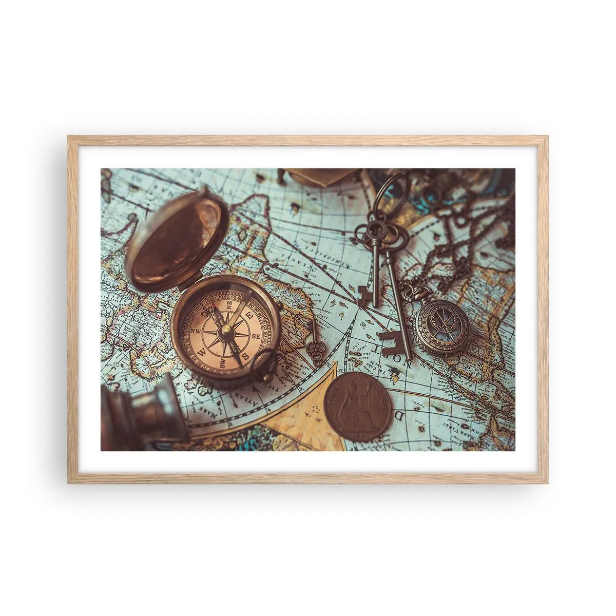 Póster en marco roble claro - Para el aventurero - 70x50 cm