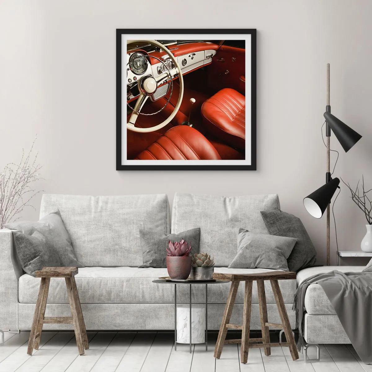 Póster en marco negro - Lujo vintage - 30x30 cm