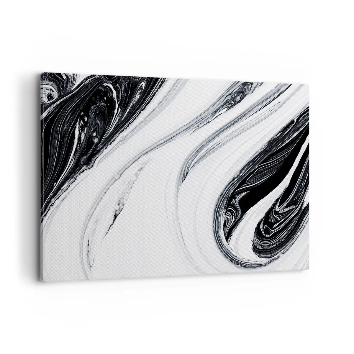 Cuadro sobre lienzo - Impresión de Imagen - Abstracción en blanco y negro con líneas dinámicas y remolinos. - 100x70cm - Combinando opuestos - Decoración de pared moderna para salón y dormitorio ARTTOR