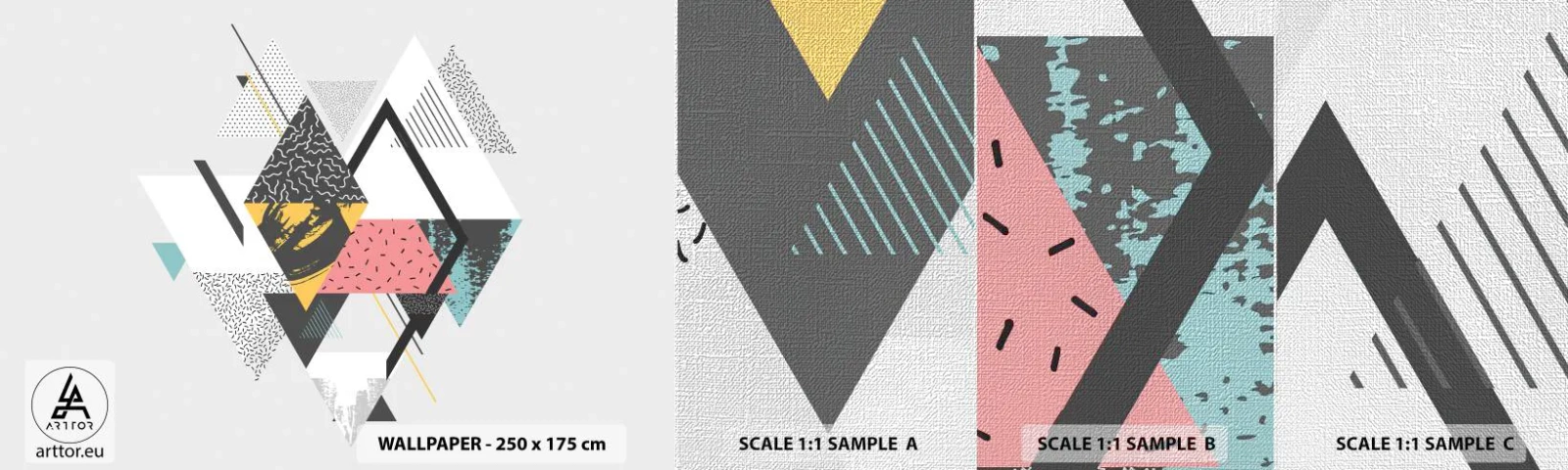 Muestra de fotomural Premium Canvas - Una variación del triángulo y el rombo - Abstracción, Pedazo, triangulos - 100x30 cm