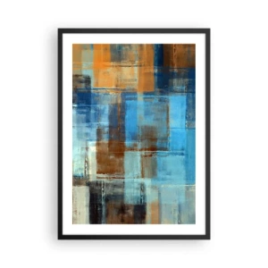 Póster en marco negro - Patrones geométricos abstractos en tonos azules - 50x70cm - A través del velo azul - Decoración de pared moderna para salón y dormitorio ARTTOR