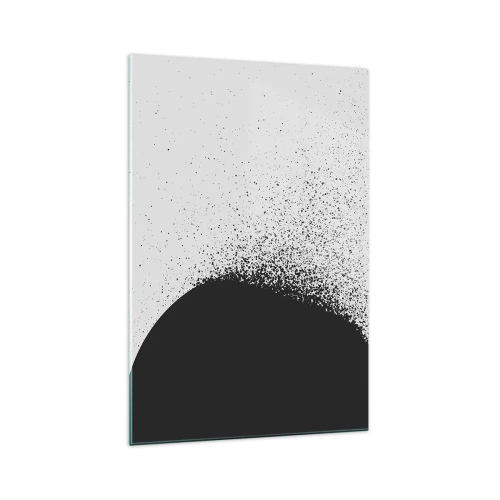Cuadro sobre vidrio - Impresiones sobre Vidrio - Patrón abstracto con partículas negras sobre un fondo claro - 70x100cm - El movimiento de las partículas - Decoración de pared moderna para salón y dormitorio ARTTOR