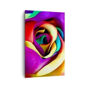 Cuadro sobre lienzo - Impresión de Imagen - Una rosa colorida en tonos arcoíris. - 80x120cm - Es imposible - Decoración de pared moderna para salón y dormitorio ARTTOR