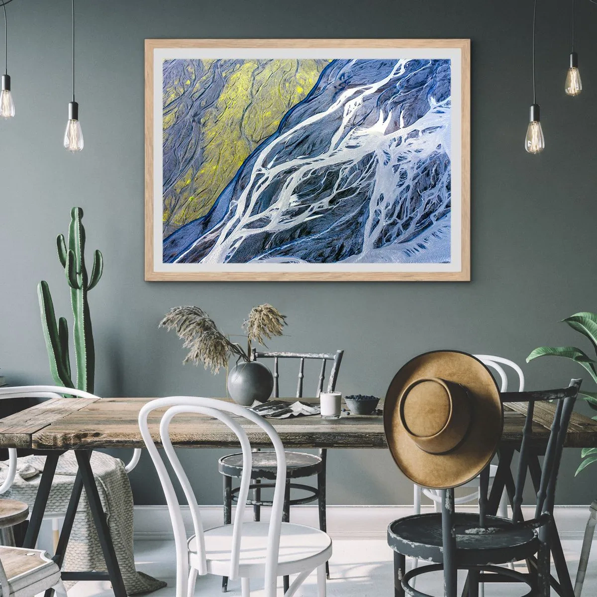 Póster en marco roble claro - Las pinturas rupestres de la naturaleza - 50x40 cm