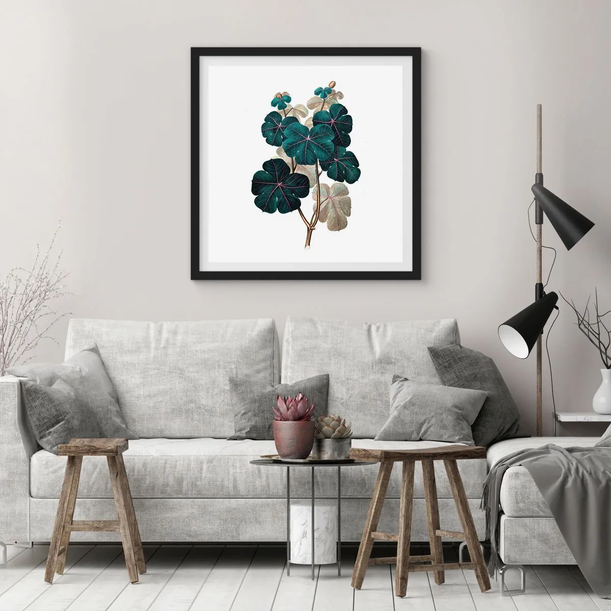 Póster en marco negro - De un viejo herbario - 40x40 cm