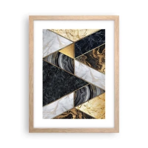 Póster en marco roble claro - Collage de piedras - 30x40 cm