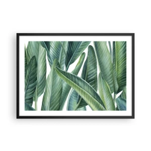 Póster en marco negro - Hojas verdes en un estilo botánico minimalista. - 70x50cm - Vegetación en estado puro - Decoración de pared moderna para salón y dormitorio ARTTOR