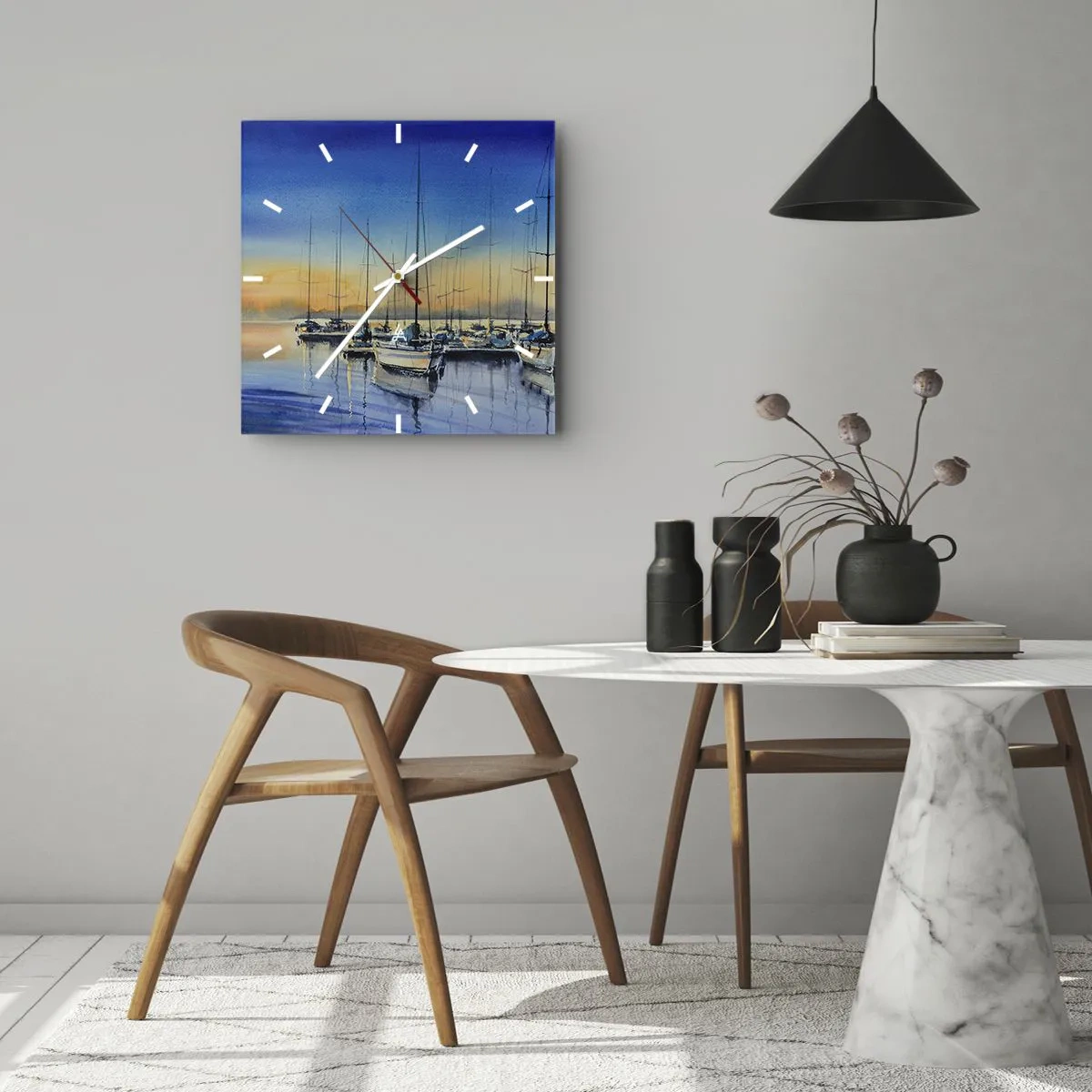Reloj de pared - Reloj de vidrio - El final de un buen día - 40x40 cm