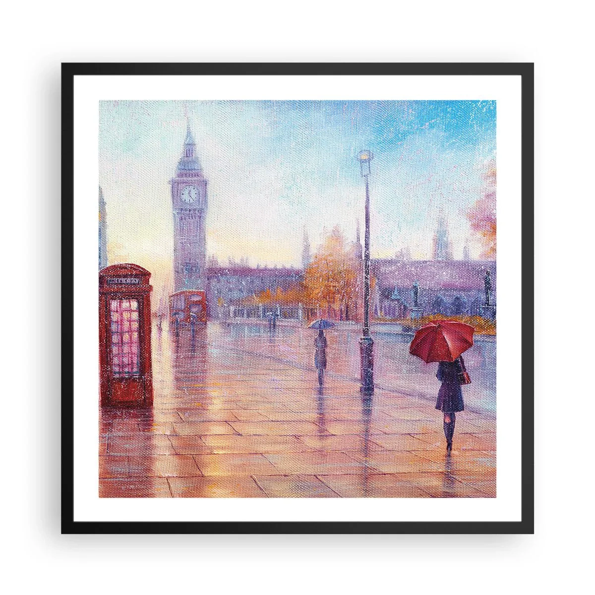 Póster en marco negro - Un día de otoño en Londres - 60x60 cm