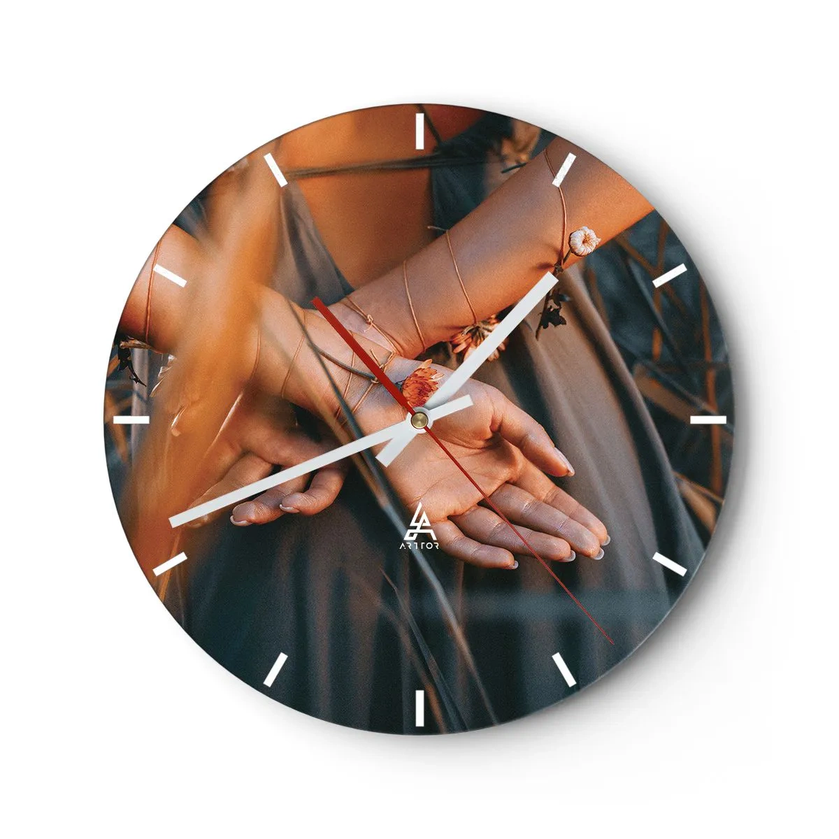 Reloj de pared - Reloj de vidrio - Conectada con la naturaleza - 40x40 cm