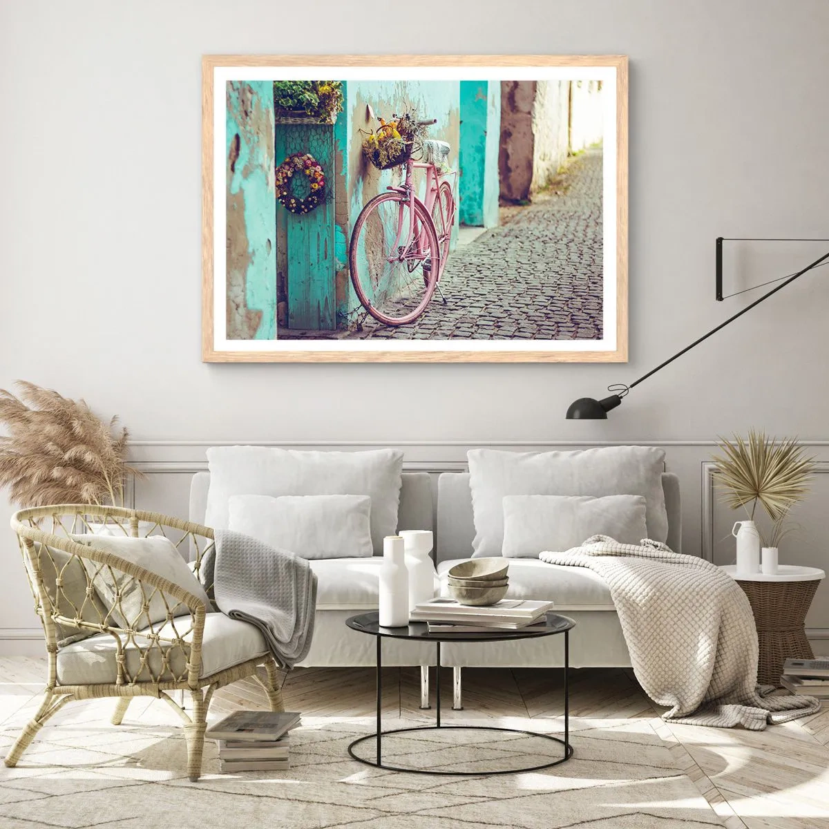 Póster en marco roble claro - Ahora mismo vuelvo - 100x70 cm
