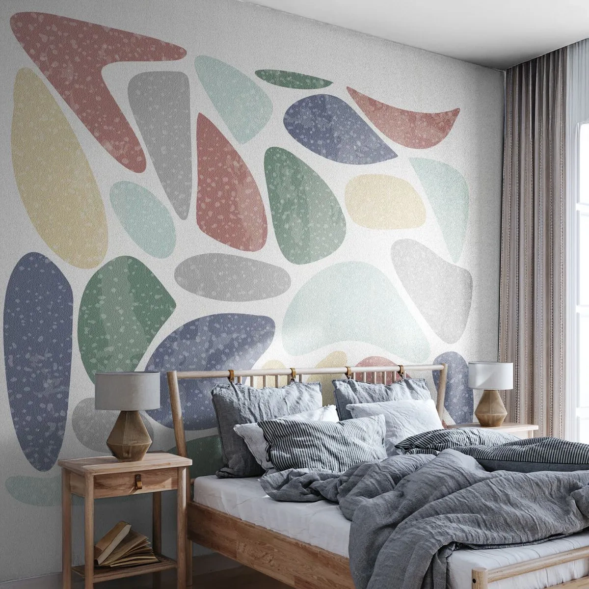 Fotomural Premium Sand - Mosaico de colores empolvados - Minimalismo, Pastel, bohemia - 300x210 cm