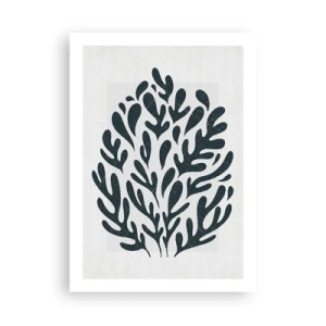 Póster - Composición de plantas negras sobre un fondo claro. - 50x70cm - Formas de la naturaleza - Decoración de pared moderna para salón y dormitorio ARTTOR