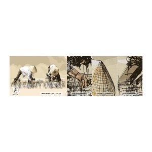 Muestra de fotomural Premium Sand - De una cosecha exitosa - Asia, Plantación de arroz, Campo de arroz - 100x30 cm