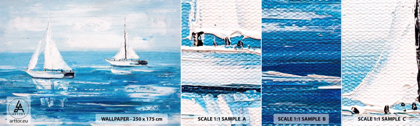 Muestra de fotomural autoadhesivo Deluxe Sticker - Con un amigo a tu lado - Paisaje, Veleros, Náutico - 100x30 cm