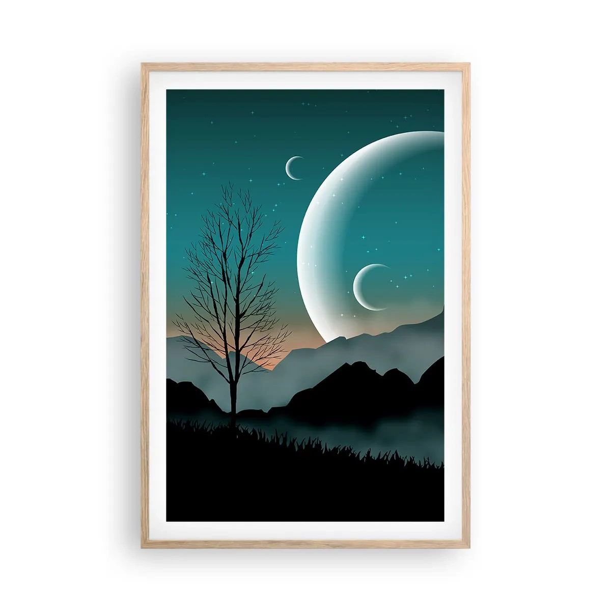 Póster en marco roble claro - Un carnaval de noche estrellada - 61x91 cm