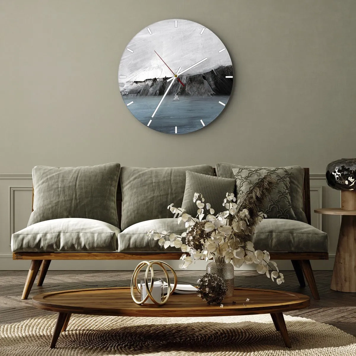 Reloj de pared - Reloj de vidrio - Agua - tierra: un choque de elementos - 30x30 cm