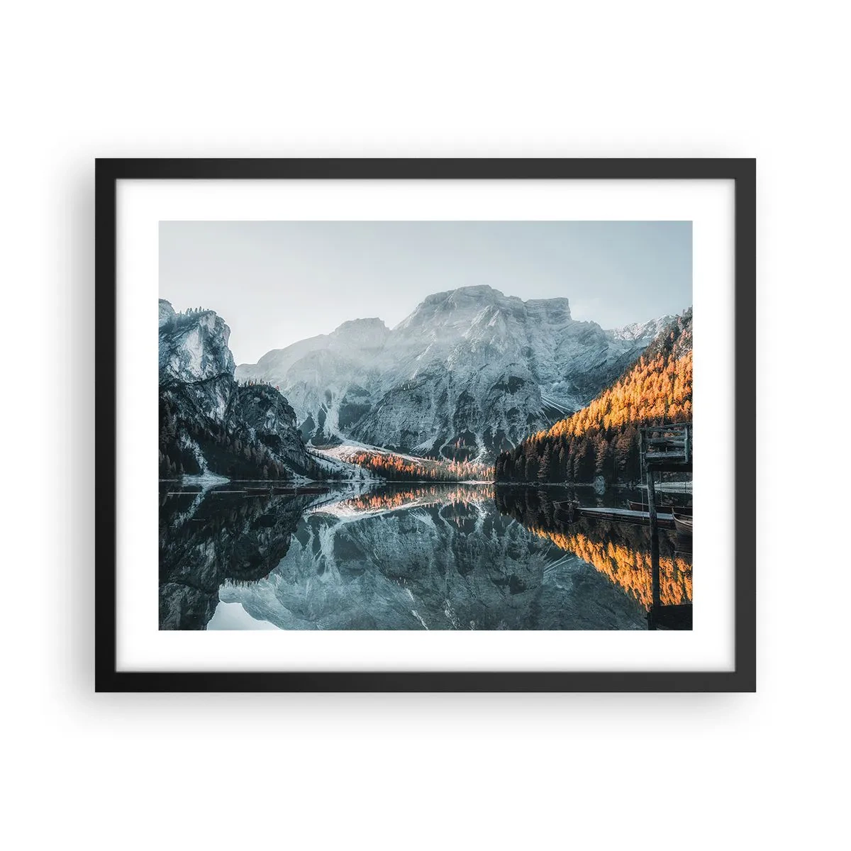 Póster en marco negro - Paisaje en el espejo - 50x40 cm