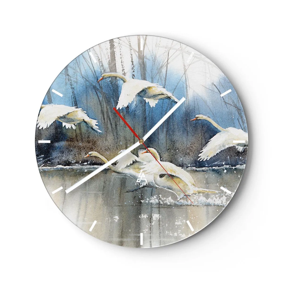 Reloj de pared - Reloj de vidrio - Como en un cuento de cisnes salvajes - 30x30 cm