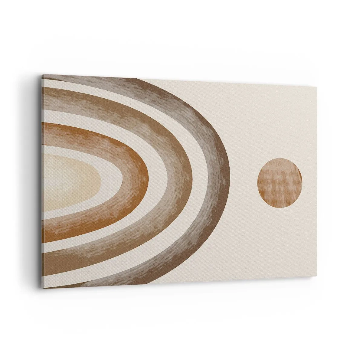 Cuadro sobre lienzo - Impresión de Imagen - Motivo planetario geométrico en tonos marrones - 100x70cm - En otro mundo - Decoración de pared moderna para salón y dormitorio ARTTOR