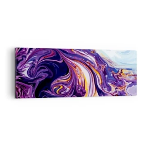 Cuadro sobre lienzo - Impresión de Imagen - Un patrón abstracto dinámico en tonos morado y amarillo. - 140x50cm - Una curva en el violeta - Decoración de pared moderna para salón y dormitorio ARTTOR