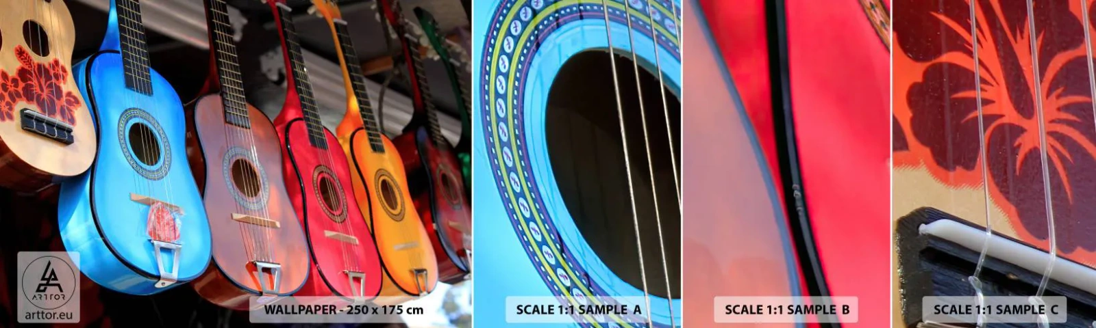 Muestra De Fotomural Standard Eco - Estilo latino - Música, Guitarra, Un instrumento musical - 100x30 cm