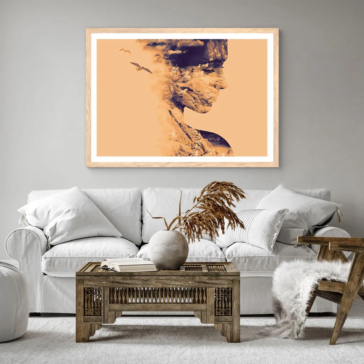 Póster en marco roble claro - Hermosa por naturaleza - 100x70 cm