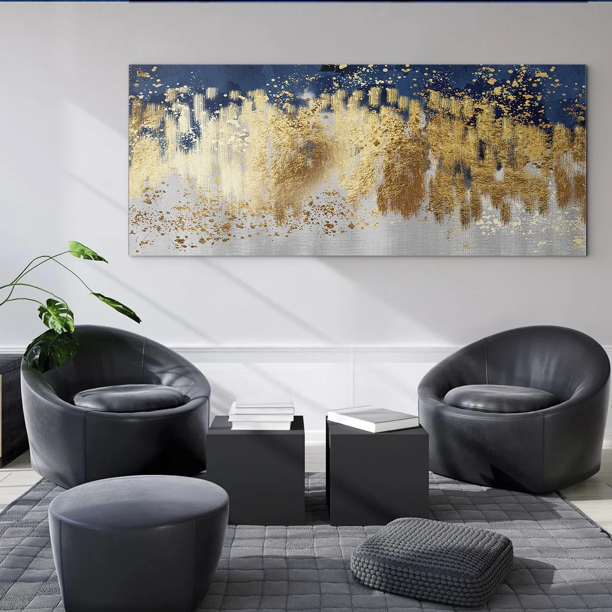 Cuadro sobre vidrio - Impresiones sobre Vidrio - Composición moderna con chispas - 100x40 cm