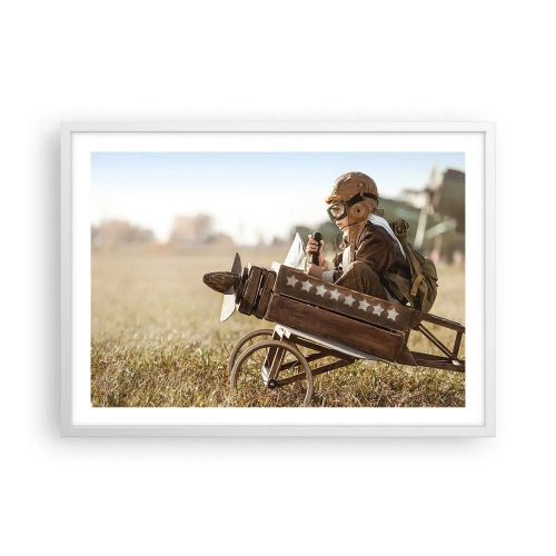 Póster en marco blanco - Despegue hacia un sueño - 70x50 cm