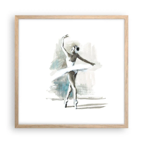 Póster en marco roble claro - Encantada por un cisne - 50x50 cm