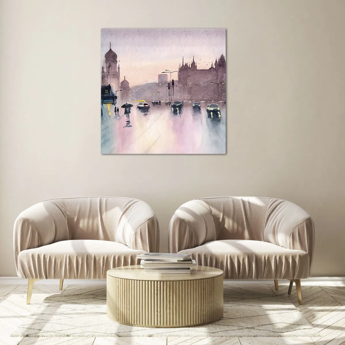 Cuadro sobre vidrio - Impresiones sobre Vidrio - En una niebla lluviosa - 70x70 cm