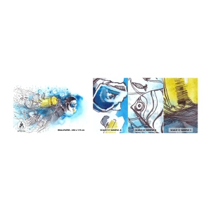 Muestra de fotomural autoadhesivo Deluxe Sticker - Sumergirse en lo desconocido - Buceo, Pez, Deporte - 100x30 cm