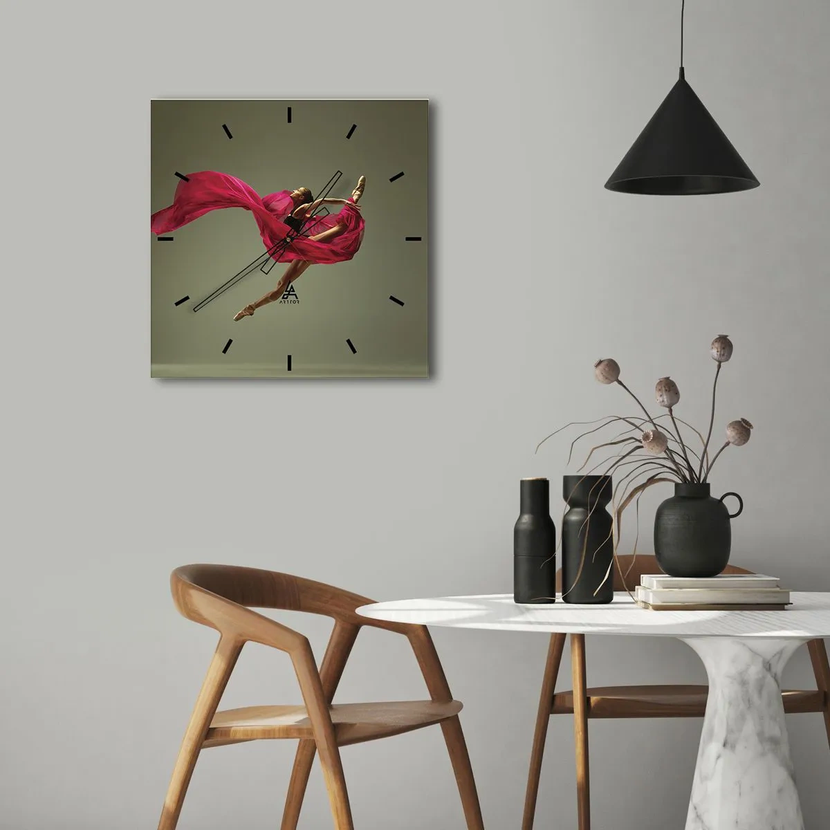 Reloj de pared - Reloj de vidrio - Llama danzante - 40x40 cm