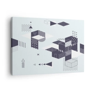 Cuadro sobre lienzo - Impresión de Imagen - Gráficos geométricos modernos en tonos blanco y azul marino. - 70x50cm - Las matemáticas en el alma - Decoración de pared moderna para salón y dormitorio ARTTOR