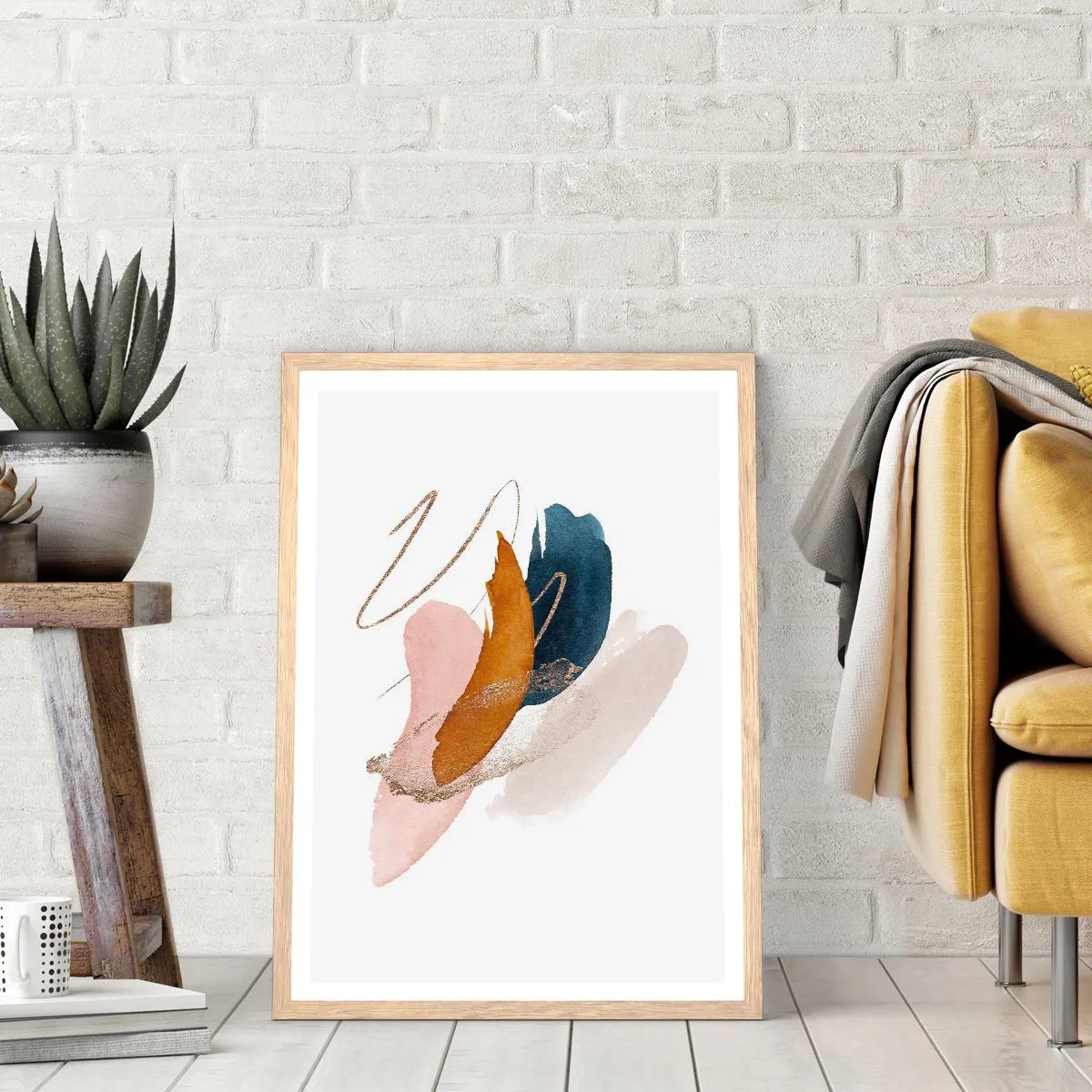 Póster en marco roble claro - Composición alada - 61x91 cm