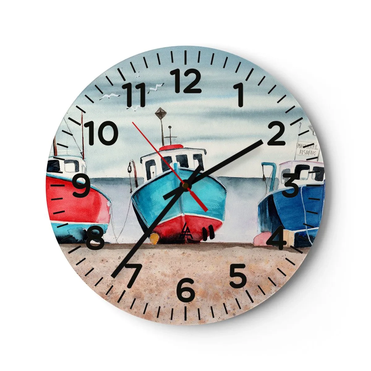 Reloj de pared - Reloj de vidrio - Listos para la pesca - 40x40 cm