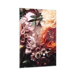 Cuadro sobre vidrio - Impresiones sobre Vidrio - Un primer plano de una colorida composición floral. - 80x120cm - Belleza envolvente - Decoración de pared moderna para salón y dormitorio ARTTOR