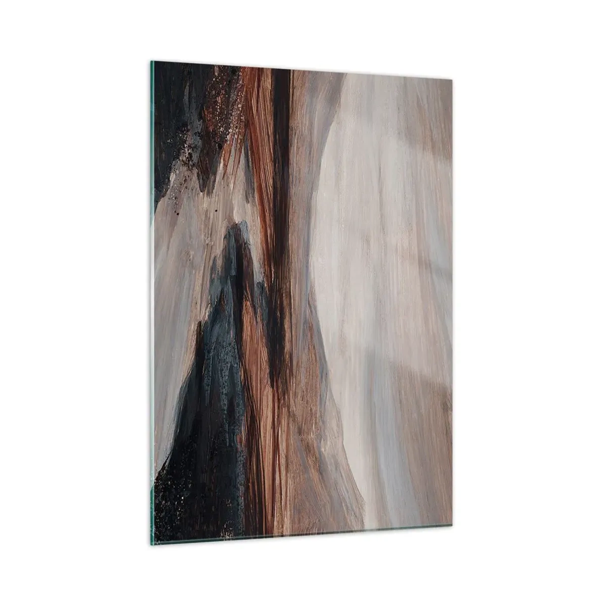 Cuadro sobre vidrio - Impresiones sobre Vidrio - Un valle pintoresco con un río en tonos marrones y azules. - 50x70cm - Valle apacible - Decoración de pared moderna para salón y dormitorio ARTTOR