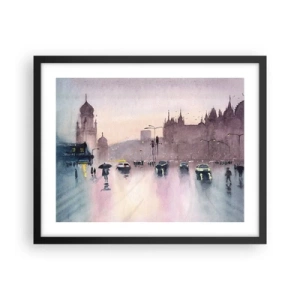 Póster en marco negro - En una niebla lluviosa - 50x40 cm