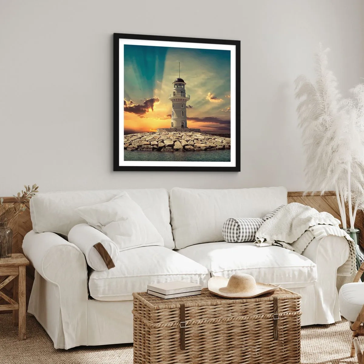 Póster en marco negro - Luz - Bondad - Belleza - 40x40 cm