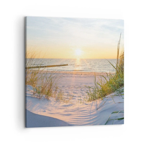 Cuadro sobre lienzo - Impresión de Imagen - El sonido del mar, el canto de los pájaros, una playa virgen entre las dunas... - 50x50 cm
