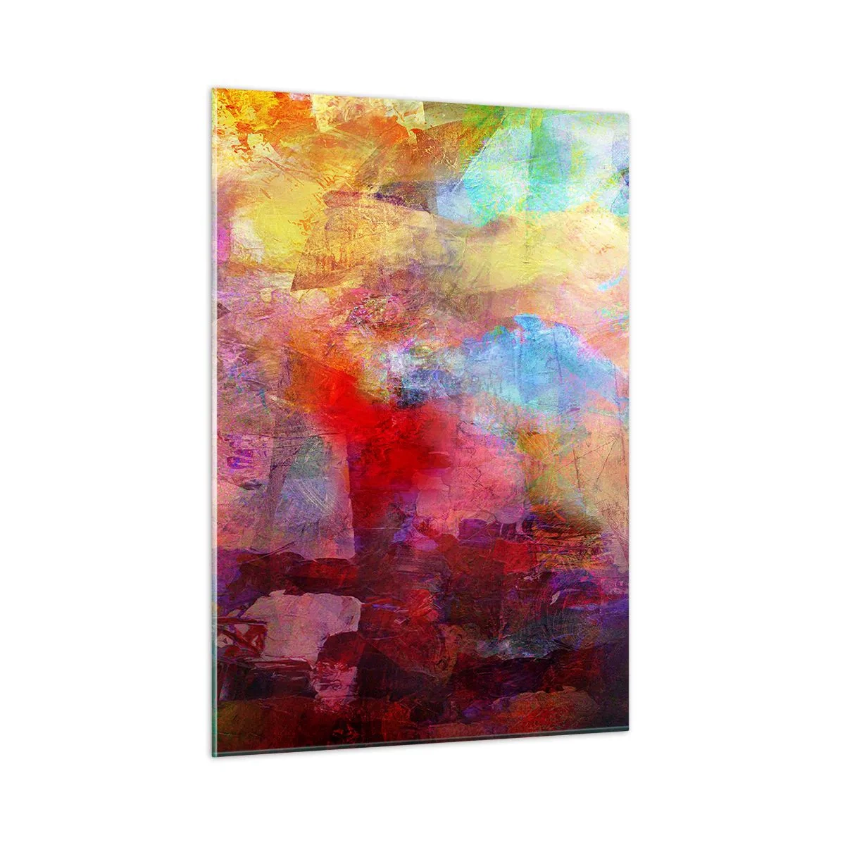 Cuadro sobre vidrio - Impresiones sobre Vidrio - Abstracción colorida en tonos intensos - 50x70cm - Mira dentro del arco iris - Decoración de pared moderna para salón y dormitorio ARTTOR
